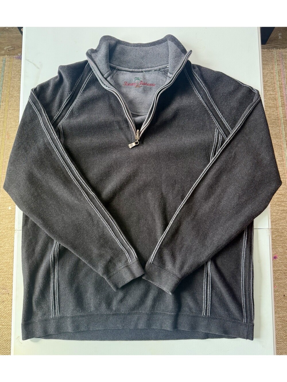 Tommy Bahama Quarter Zip Pullover Shirt Jacket | Warm & Heavy | Gray